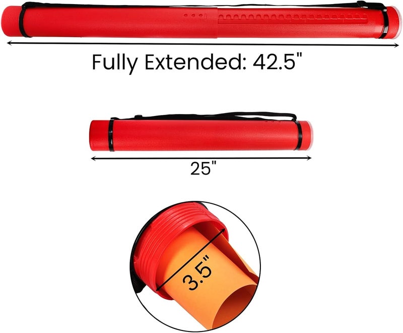Eorbow 3 Packs Extendable Poster Tube, 25" to 42.5" Waterproof Blueprint Holder with Strap, Portable Telescoping Carrying Case with Lid for Maps, Art and Drawings, Round Storage Container for Document - Image 2